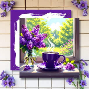 Pretty Purple Lilacs and Coffee Black Card