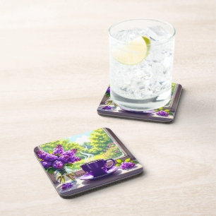 Pretty Purple Lilacs and Coffee Coaster