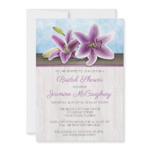 Pretty Purple Lily Bridal Shower Invitations