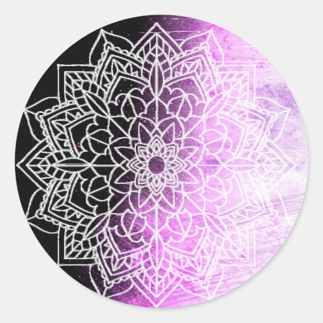Pretty Purple Mandala Abstract Classic Round Sticker (Front)