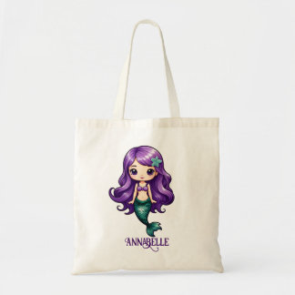 Pretty Purple Mermaid Personalise Tote Bag