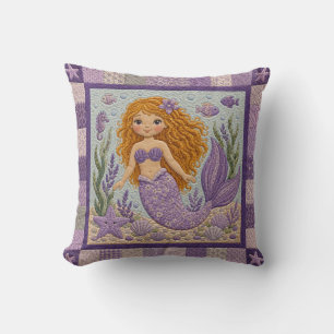 Pretty Purple Mermaid Quilt Cushion