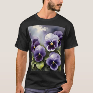 Pretty purple pansies watercolor painting T-Shirt