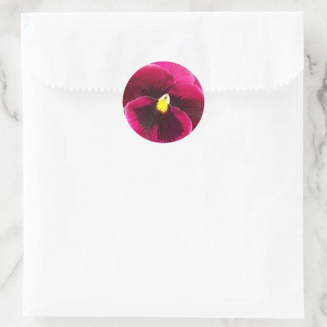 Pretty Purple Pansy Floral Classic Round Sticker (Bag)