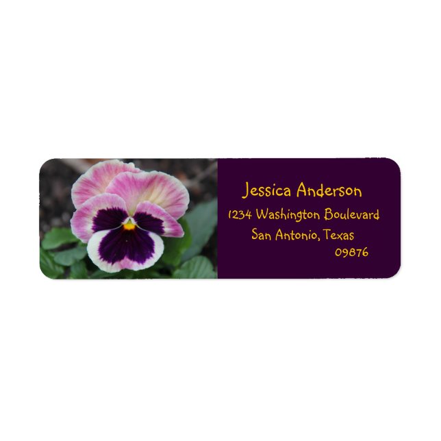 Pretty Purple Pansy Floral  Return Address Labels (Front)