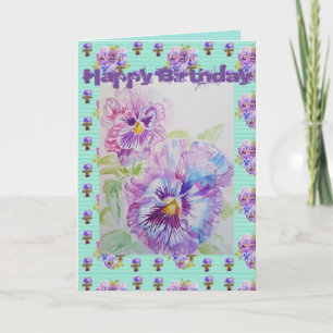 Pretty Purple Pansy Viola Watercolour art Card