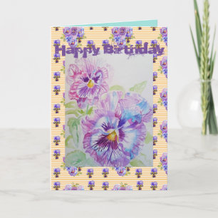 Pretty Purple Pansy Viola Watercolour art Card