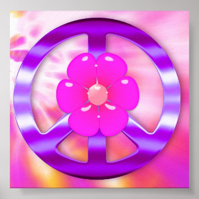 Pretty Purple Peace Sign Tie Dyed Poster Print (Front)