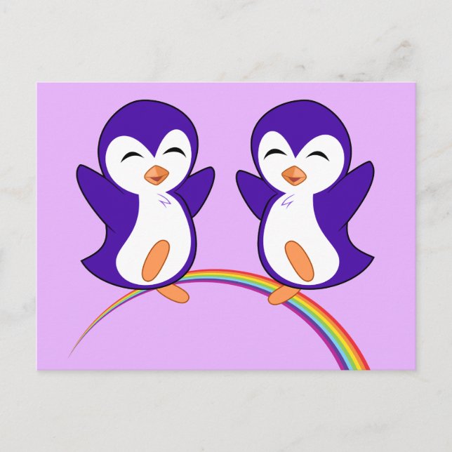 Pretty Purple Penguin Postcard (Front)