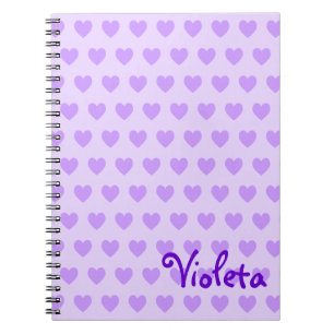 Pretty Purple Personalised Heart Pattern Notebook