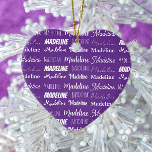 Pretty Purple Personalised Name Collage Christmas Ceramic Ornament