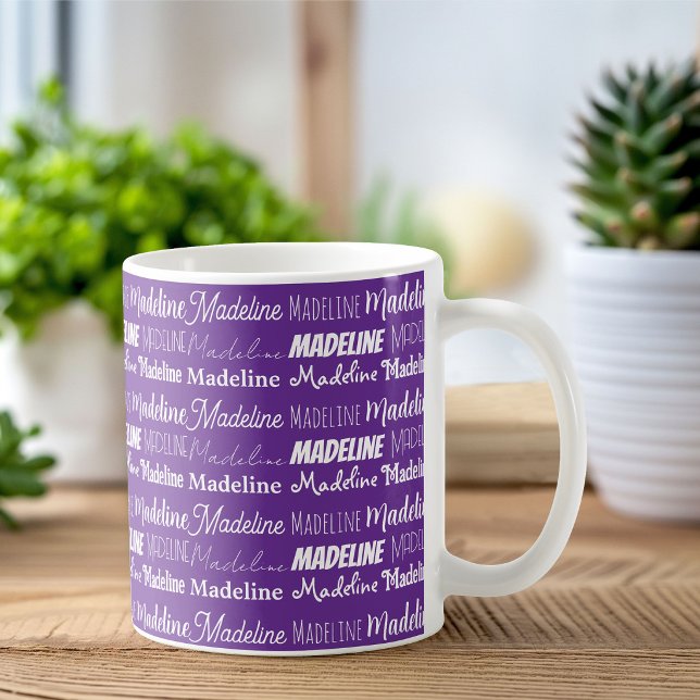 Pretty Purple Personalised Name Collage Coffee Mug (Creator Uploaded)