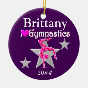 PRETTY PURPLE PERSONALIZED GYMNAST ORNAMENT