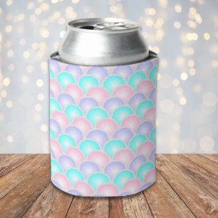 pretty purple pink aqua blue pastel mermaid scales can cooler
