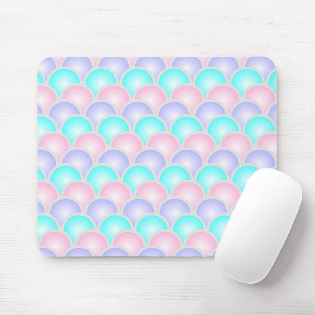 pretty purple pink aqua blue pastel mermaid scales mouse pad (With Mouse)