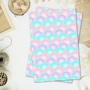 pretty purple pink aqua blue pastel mermaid scales tissue paper