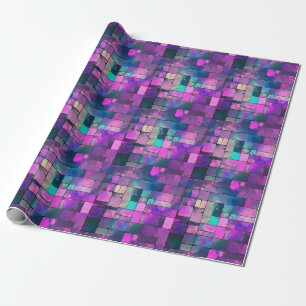 Pretty Purple Pink Blue Squares Rectangles Pattern Wrapping Paper