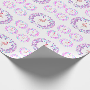 Pretty Purple & Pink Flamingo Kalikimaka Christmas Wrapping Paper