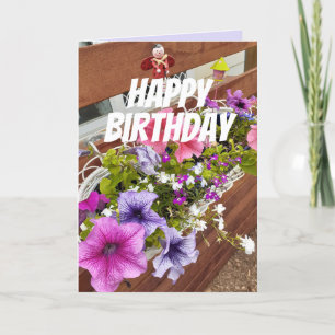 Pretty Purple & Pink Petunias Garden Birthday Card