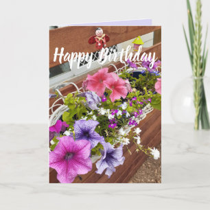 Pretty Purple & Pink Petunias Garden Birthday Card