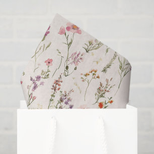 Pretty Purple Pink Red Flowers Birthday Tissue Paper