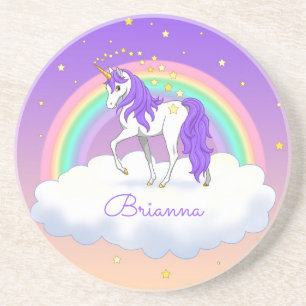 Pretty Purple Sweet Dreams Rainbow Unicorn Coaster