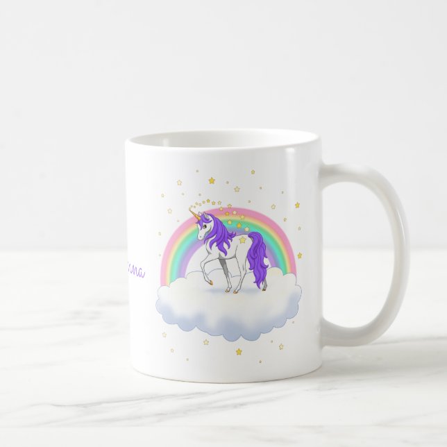 Pretty Purple Sweet Dreams Rainbow Unicorn Coffee Mug (Right)