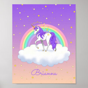 Pretty Purple Sweet Dreams Rainbow Unicorn Poster