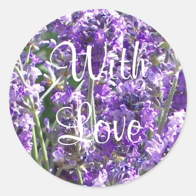 Pretty Purple Sweet Lavender 'With Love' Classic Round Sticker (Front)