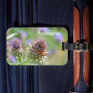 Pretty Purple Thistle Garden Flower Photo Luggage Tag