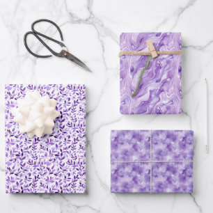 Pretty Purple Trio Wrapping Paper Sheet