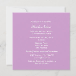 Pretty purple tulip flower bridal shower invitation