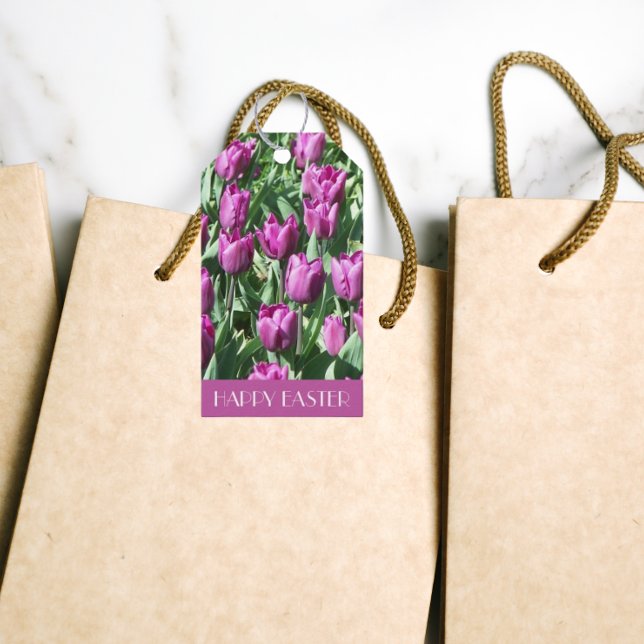 Pretty Purple Tulips Easter Gift Tags (In Situ)