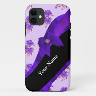 Pretty purple vintage floral flower pattern iPhone 11 case