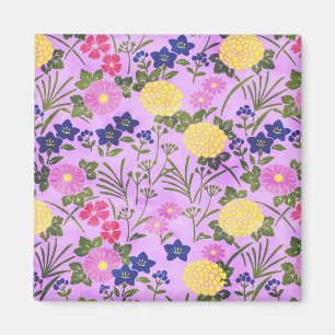 Pretty Purple Vintage Flower Pattern Magnet