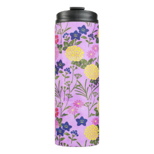 Pretty Purple Vintage Flower Pattern Thermal Tumbler