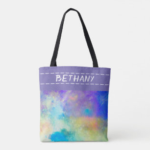 pretty purple watercolor artistic personalised  tote bag