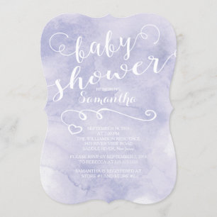 Pretty Purple Watercolor Baby Shower Invitation