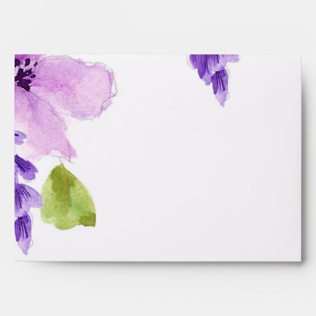 Pretty Purple Watercolor Floral Envelope (Front)