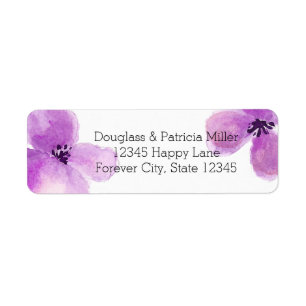 Pretty Purple Watercolor Floral Return Address Label