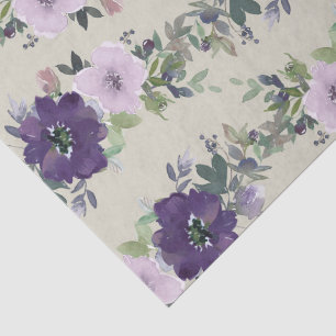 Pretty Purple Watercolor Flowers Tissue Paper