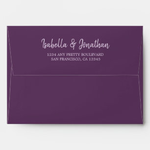 Pretty purple watercolor wedding envelope