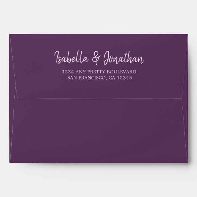Pretty purple watercolor wedding envelope (Back (Top Flap))