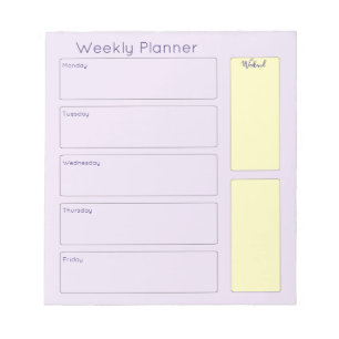Pretty Purple Weekly Planner Notepad