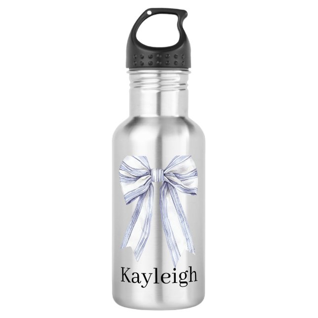 Pretty Purple White Bow 710 Ml Water Bottle (Front)