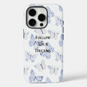 Pretty Purple White Butterflies iPhone 16 Pro Case