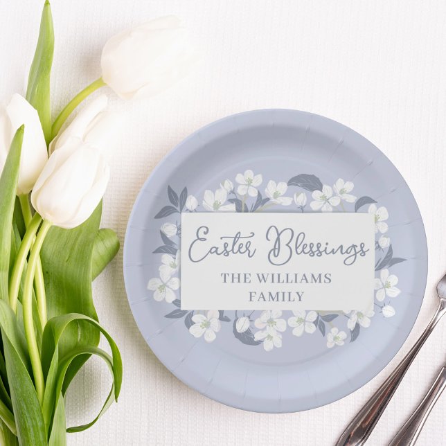 Pretty Purple White Floral Easter Custom Party Paper Plate (Creator Uploaded)