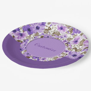 Pretty Purple & White Floral Paper Plates 4