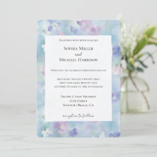 Pretty Purple White Flowers Wedding Invitation