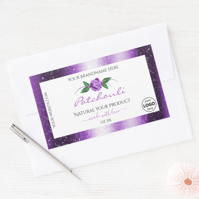 Pretty Purple White Product Label Rose Flower Logo (Envelope)
